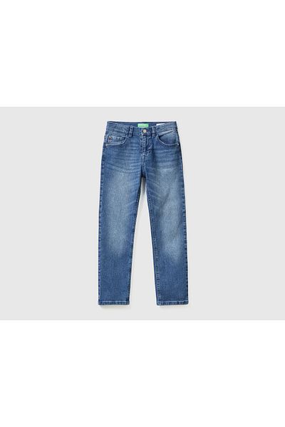 United Colors of Benetton Boy - Blue Slim Fit Denim Trousers with 5 Pockets