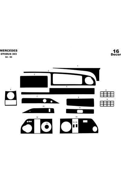 meriç cockpit design ميريتش ®   مرسيدس 303 تنجيد أمامي أسود لامع 16 قطعة 1992...