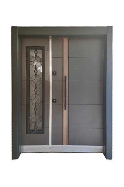 tezwood ahşap kapı sanayi Çelik Kapı Modelleri Villa Kapısı, Iki Renk Düz Apartman Giriş Kapısı