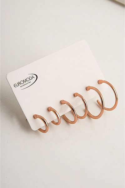 EUROMODA Rose Colored 6 Hoop Earring Set