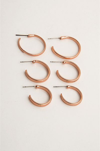 EUROMODA Set of 6 Hoop Earrings with Rose Plated
