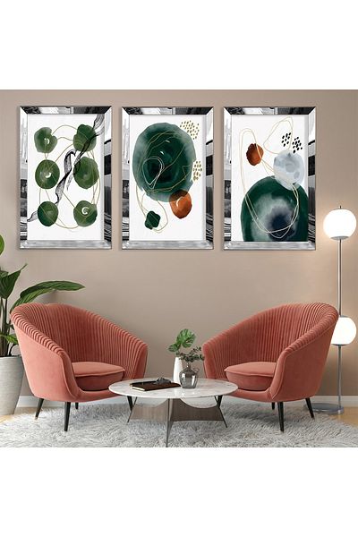 Zevahir Mobilya Dekorasyon Set de pictură din MDF cu model abstract din argint cu margine din plexiglas