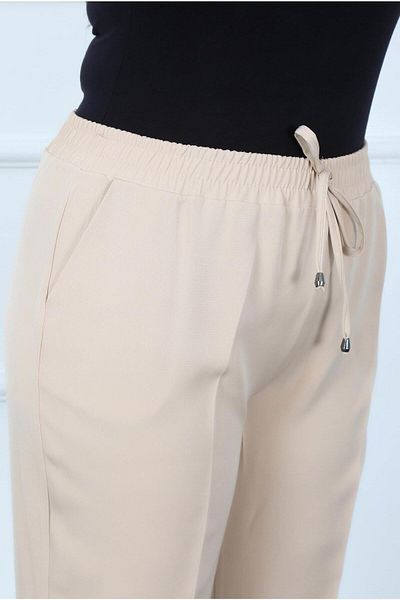 By Alba Collection Women's Mink Imported Dumbbell Elastic Waist Large Size Trousers