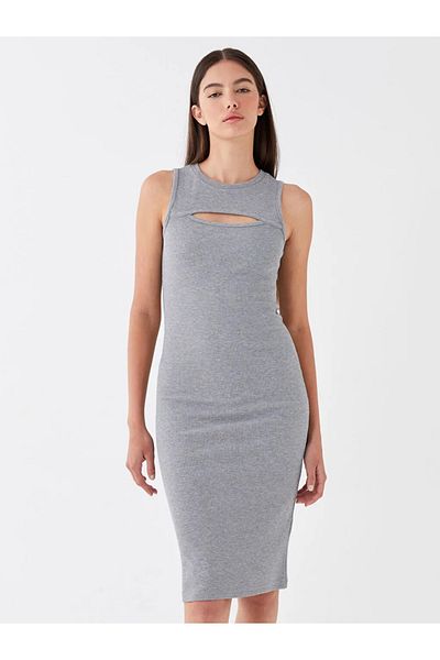 LC Waikiki Lcw Casual Crew Neck Window Detailed Women's Dress