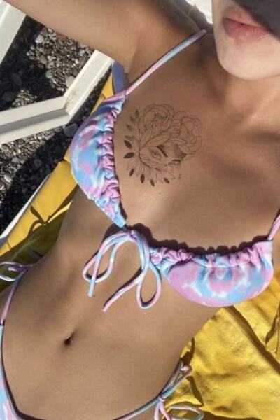 Barly Kadın Ve Çiçek Modelli Geçici Dövme Tattoo