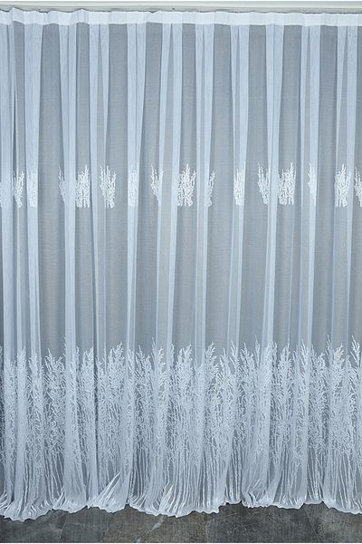 AKÇA TEKSTİL Cypress Belly Model White Color Single Wing Ready Planted Pleated Background Curtain 300*260 Cm