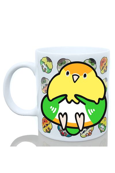 Kuşarkadaşım Patterned Bird Mug - Boat & Caique Parrot, Orange Head