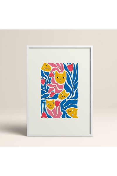 HOMEPACK Tablou cu rame din lemn alb Poster cu rame Decor artistic modern de perete (FLOWER196-WHITE-50X70)