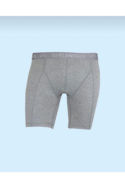 Ceylanoğlu 3 Pack Gray Color Men's Extra Long Anti-Rash Lycra Cotton Boxers