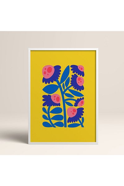 HOMEPACK Tablou cu rame din lemn alb Poster cu rame Decor artistic modern de perete (FLOWER197-WHITE-50X70)