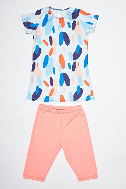 Starinci Mayo Kız Çocuk Yarı Kapalı Tesettür Mayo Açık Mavi