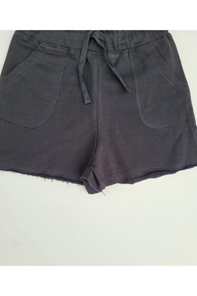 Çikoby Pantaloni scurți pentru fete din bumbac, cu talie elastică, cu buzunare