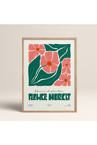 HOMEPACK Рамкирана картина от естествено дърво, рамкиран плакат, артистична модерна декорация за стена (FLOWER203-WOOD-30X40)