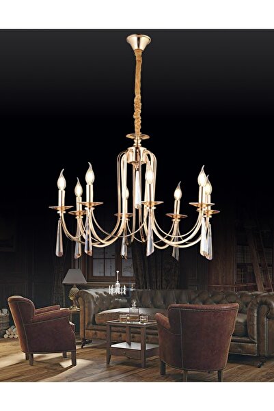 burenze Luxury Modern Kontes Avize Exclusive Sarkıt Countess Avize 5'li Gold Sarı