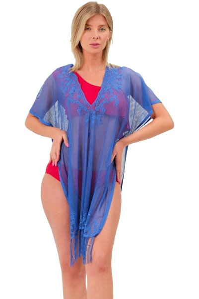 Farya Home Faryabeach Lace Flower Embroidered Tasseled Lycra Beach Dress Pareo