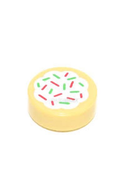 LEGO Original Custom Accessory Creator Tile 2 x 2 Printed Round Tiles Tan Cookie Cookie 2 pieces