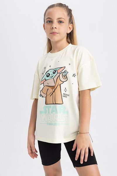 DeFacto Girl's Star Wars-mandalorian Relax Fit Short Sleeve T-Shirt