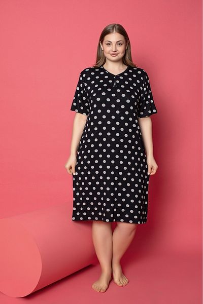 Asel Plus Size Lycra Patterned Nightgown