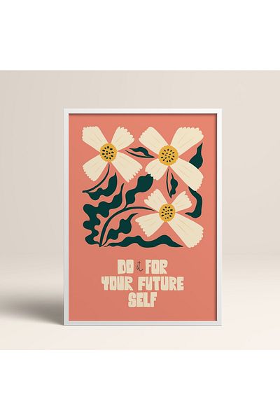 HOMEPACK Tablou cu rame din lemn alb Poster cu rame Decor artistic modern de perete (FLOWER213-WHITE-30X40)