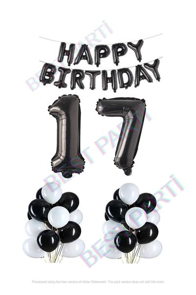 BEST PARTİ DOĞUM GÜNÜ PARTİ SÜSLERİ Happy Birthday Black Color Foil Balloon L...