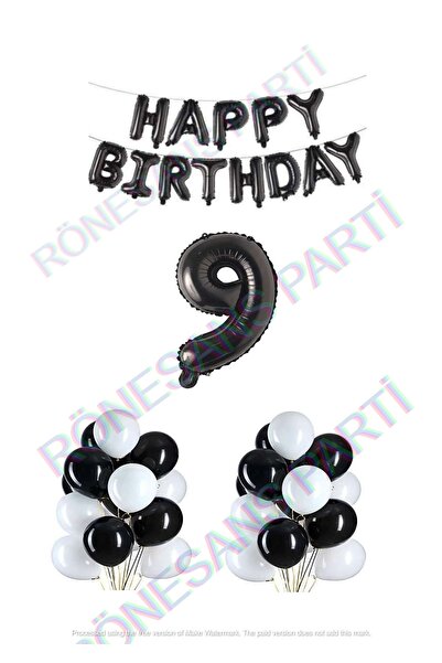 Generic Brand Happy Birthday Black Color Foil Balloon Latex Balloon and Foil ...