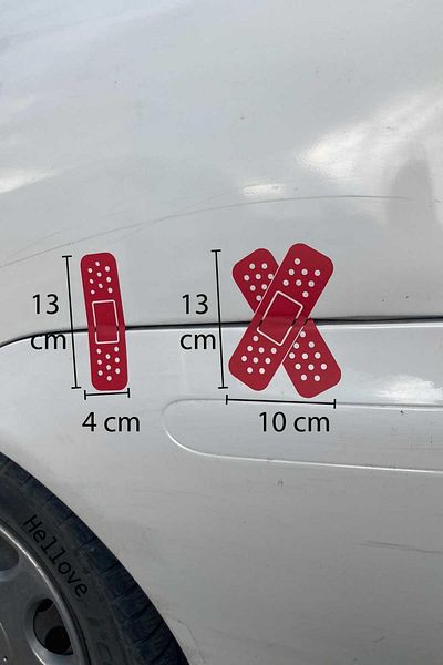 AVMmarketim Bandă Bandă Auto Autocolant Roșu Set de 2 Bandă Bandă cu perforare plată și în cruce 13 Cm Lungime