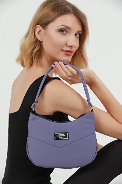 SHAKA Lilac U34 Single Zipper Compartment Canvas Fabric Women's Daily Baguett...