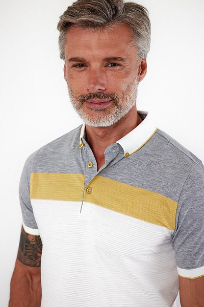 ENQUE Ανδρικό μπλουζάκι Basic Polo με λαιμόκοψη μονόχρωμο κοντομάνικο λευκό μπλουζάκι