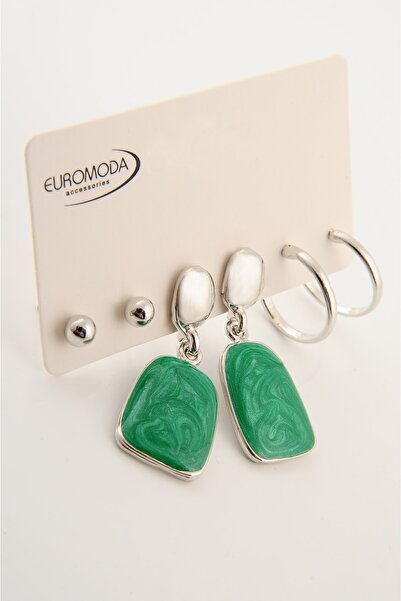 EUROMODA Sedefli Mineli Özel Tasarımlı Vidalı Küpe