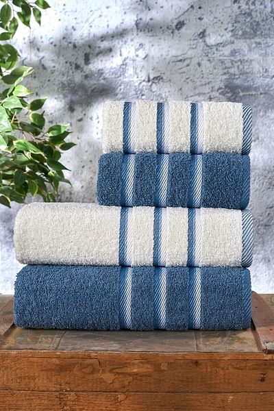Evanora Almira Cotton 4 Pieces Soft Bath Towel Set Dowry Set Turkish Bath Set