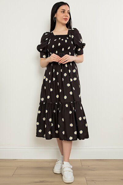 PULLIMM Rochie cu guler pătrat cu imprimeu Daisy 2023-2269