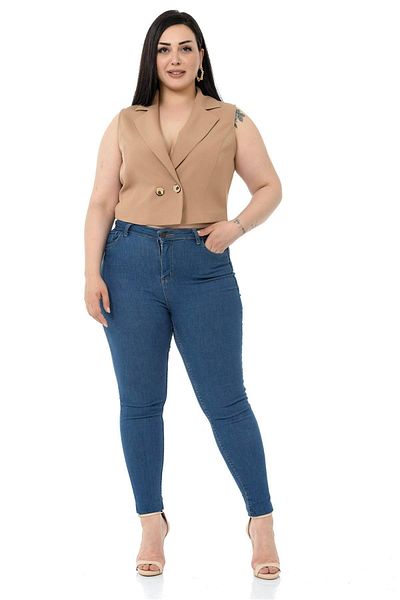DISENTIS MODEST Plus Size Double Breasted Double Button Mink Mini Vest