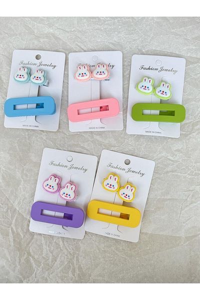 Planet Butik مجموعة إبزيم على شكل أرنب لطيف مكونة من قطعتين