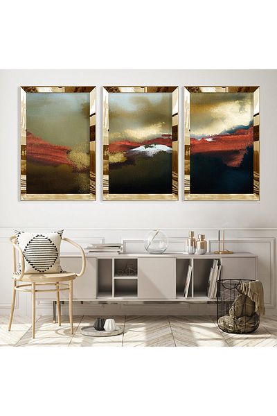 Zevahir Mobilya Dekorasyon Set de pictură din MDF cu model abstract din plexiglas auriu