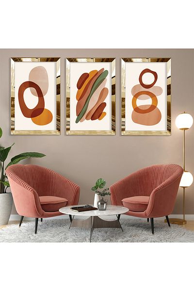 Zevahir Mobilya Dekorasyon Set de picturi din MDF cu model abstract minimalist din plexiglas auriu
