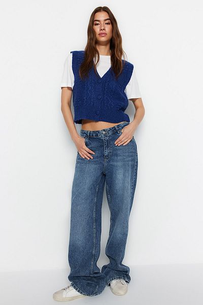 Trendyol Collection Плетена жилетка Saks с мека текстура TWOAW22BZ0033