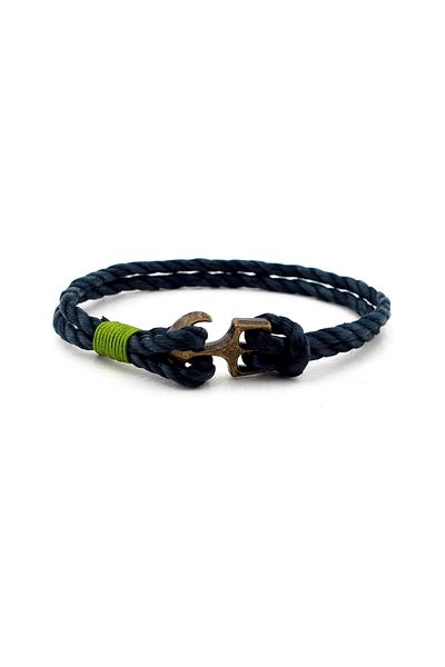 Solfera Men's Metal Anchor Navy Blue Rope Bracelet Bt119
