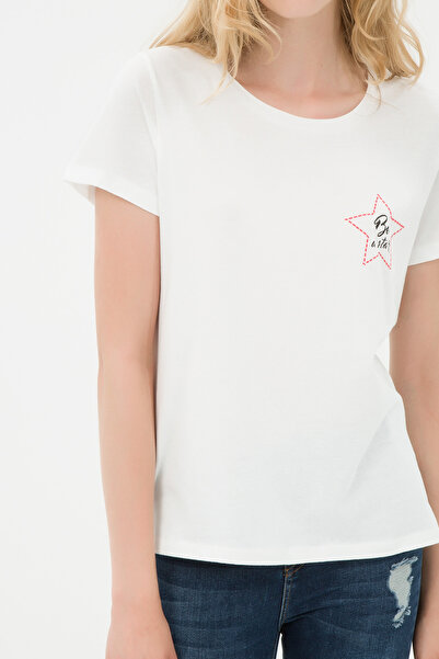 Koton Γυναικείο Off White T-Shirt 7KAL11762JK