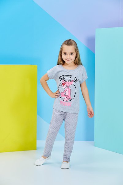 P. PANTHER Gray Girl's Pajama Set 7296
