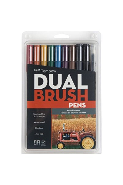 Tombow قلم فرشاة مزدوج 10'lu لوحة كتم الصوت