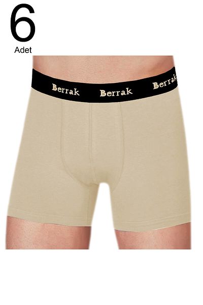Berrak Ανδρικό μπεζ 6 πακέτο Lycra Modal FlexibleBoxer ELF568BER4476CCM6