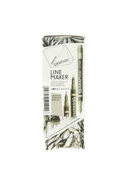 Derwent Graphik Line Maker Technical Drawing and Graphic Pen Set of 3 Graphite