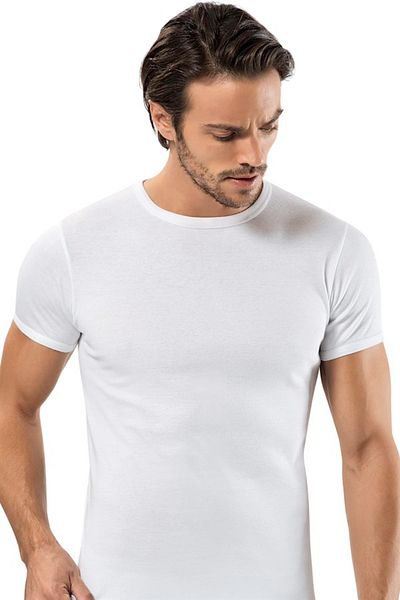 Erdem Tricou alb cu nervuri pentru bărbați, pachet de 3 100% bumbac Erd1197