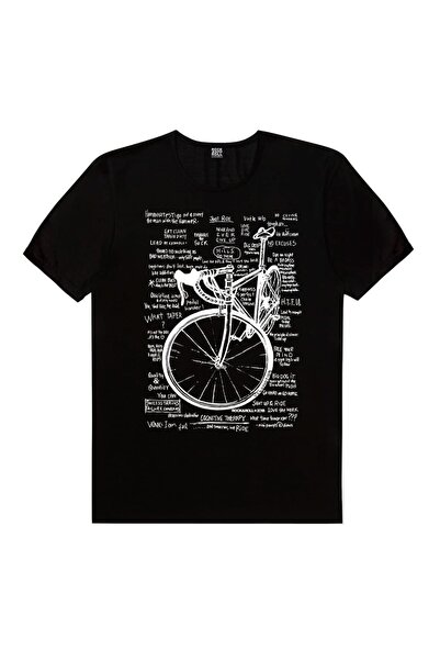 ROCKANDROLL Tricou negru cu mânecă scurtă cu inscripții pentru bicicletă de c...