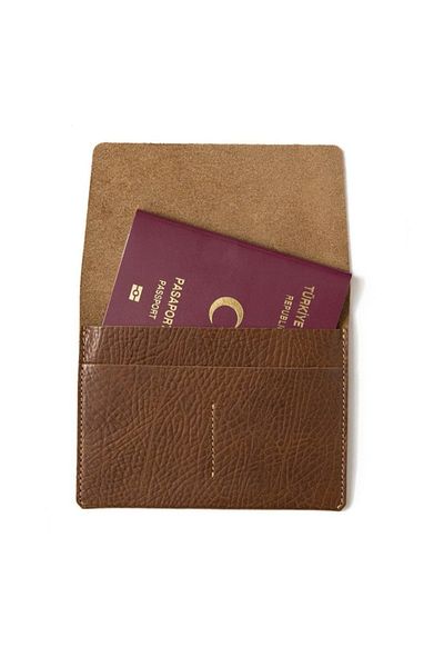 Leather Paper Brown Leather Paper Passport Case