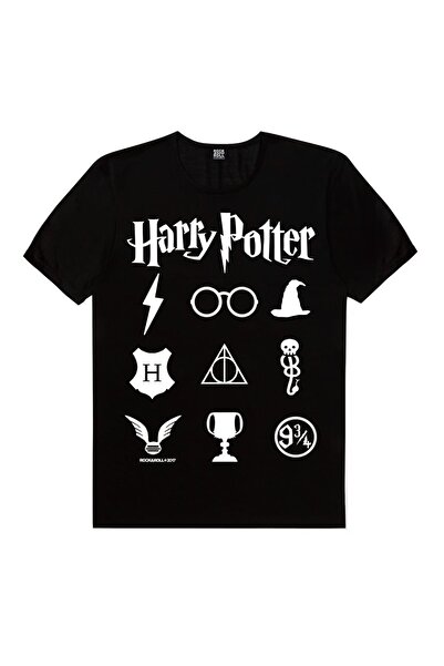 ROCKANDROLL Μαύρο κοντομάνικο μπλουζάκι HP Symbols