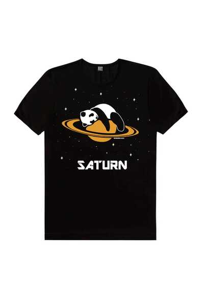 ROCKANDROLL Μαύρο κοντομάνικο μπλουζάκι Saturn Panda