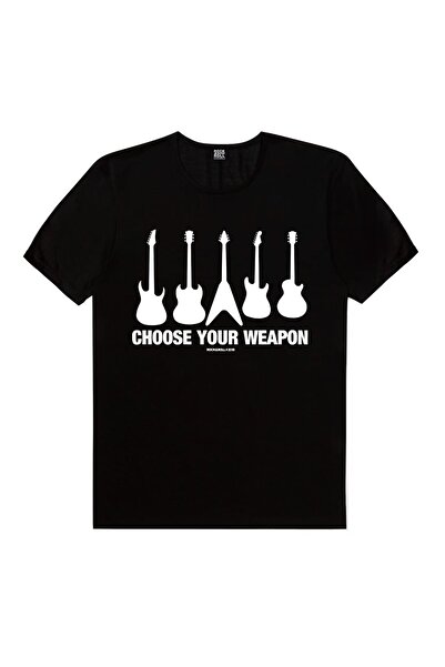 ROCKANDROLL Tricou negru cu mânecă scurtă Pick Your Guitar