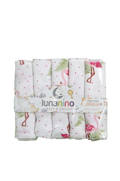 Lunanino Muslin Baby Mouth Diaper 5 Pieces Flamingo