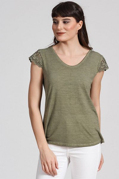 Seamoda Women's V-neck Sleeves and Back with Lace PRA-359670-715635
